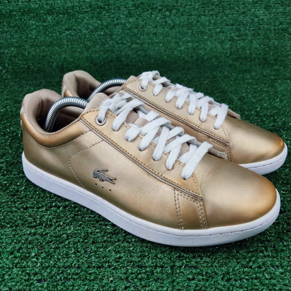 Lacoste Sneakers Women 6.5 Gold Carnaby Evo 118 1 SPW Metallic Low Top Shoes
